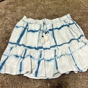 Anthropologie Pilcro white and blue Linen mini skirt